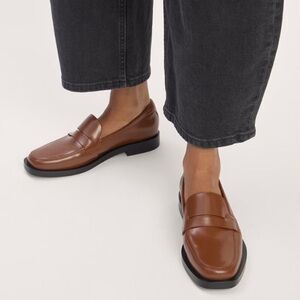 Brown leather loafers